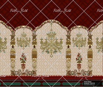Opulent Palace Interior Seamless Repeat Pattern with Chandeliers and ...