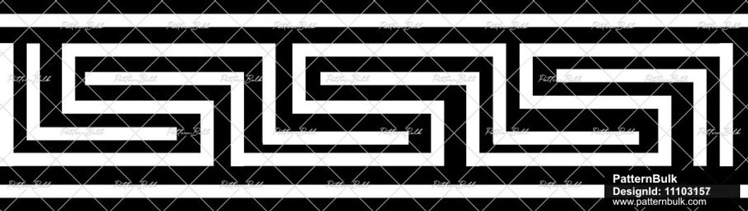 Geometric Black and White Maze Border Design | High-Quality Textile ...
