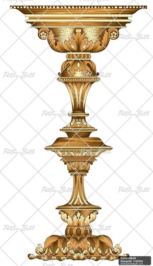 Ornate Golden Column with Intricate Floral Motifs | High-Quality ...